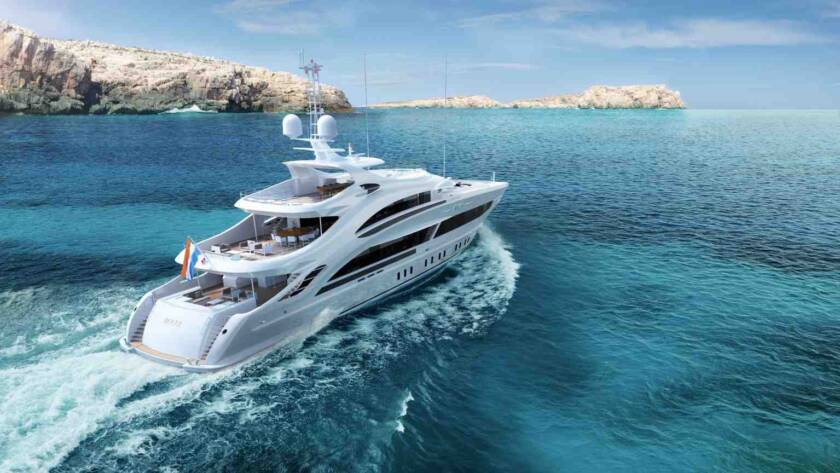 Luxury yacht cruising at sea